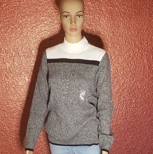 karen scott white with gray and black turtle neck